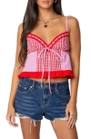 Edikted Joanne Mixed Gingham Tank Top In Red/pink