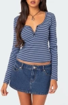 EDIKTED JOCELYN STRIPE STRETCH COTTON TOP