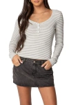 Edikted Jocelyn Stripe Stretch Cotton Top In Light-gray