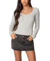 Edikted Jocelyn Stripe Stretch Cotton Top In Light Gray