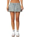 Edikted Jodi Denim Bubble Mini Skirt In Blue Washed