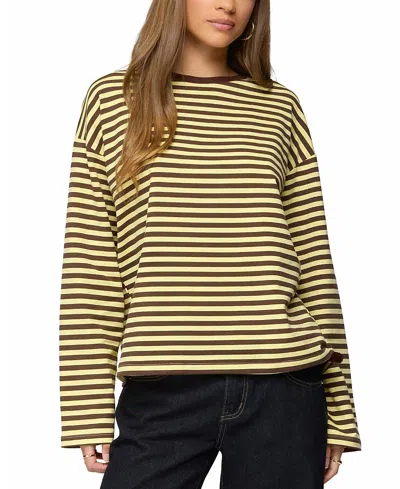 Edikted Jodie Oversized Striped Long Sleeve Top In Burgundy
