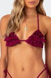 EDIKTED JOELLE RUFFLE TRIANGLE BIKINI TOP