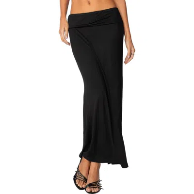Edikted Johanna Foldover Maxi Skirt In Black
