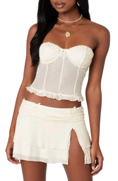 Edikted Jojo Strapless Sheer Mesh Corset In Cream