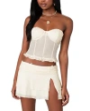 Edikted Jojo Strapless Sheer Mesh Corset In Cream