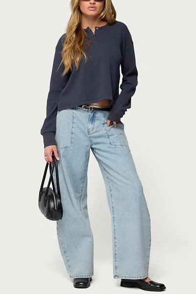 Edikted Jolie Low Rise Barrel Jeans In Light/blue, Women's At Urban Outfitters