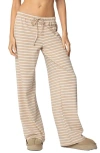 Edikted Jona Stripey Slit Pants In Beige