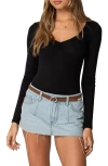 Edikted Jonah Long Sleeve Bodysuit In Black