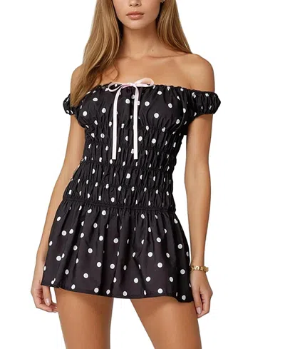 Edikted Jonie Scrunch Polka Dot Mini Dress