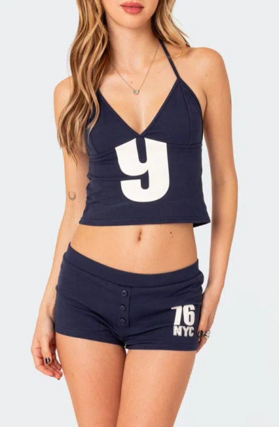 Edikted Jordan Halter Top In Navy