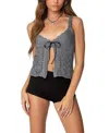 Edikted Josepha Split Front Knit Camisole In Gray
