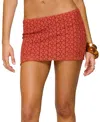 Edikted Josephina Textured Floral Mini Skirt In Brown