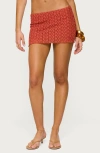 Edikted Josephina Textured Floral Mini Skirt In Orange
