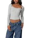 Edikted Josi Layered Rib Top In Gray Melange