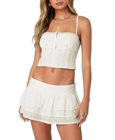 Edikted Josslyn Linen Corset Crop Top In White