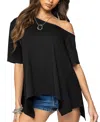 Edikted Josy Off Shoulder Handkerchief Top In Black