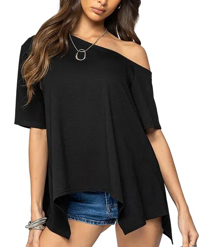 Edikted Josy Off Shoulder Handkerchief Top In Black