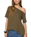 Edikted Josy Off Shoulder Handkerchief Top In Green