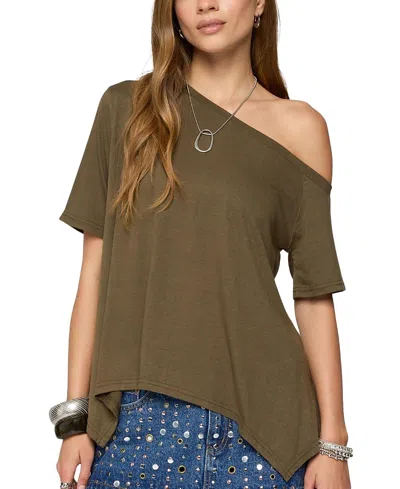 Edikted Josy Off Shoulder Handkerchief Top In Green