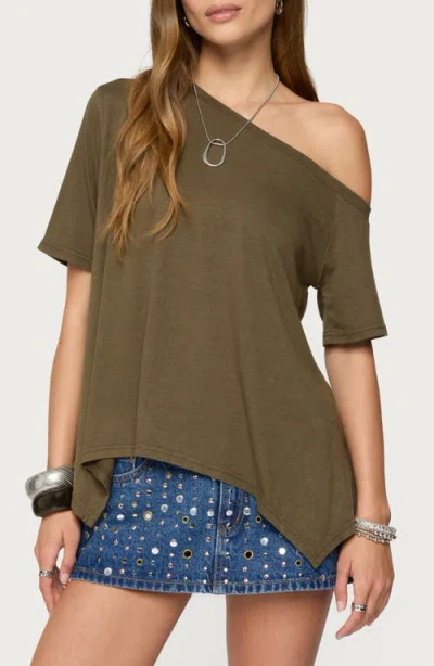 EDIKTED EDIKTED JOSY OVERSIZE OFF THE SHOULDER HANDKERCHIEF HEM TOP