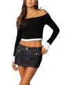 Edikted Jovi Layered Off The Shoulder Crop Top In Black-and-white