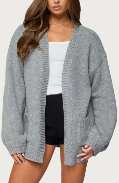 Edikted Julian Oversize Open Front Cardigan In Gray
