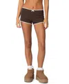 Edikted Juliana Polka Dot Rib Shorts In Brown