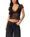 Edikted Julie Sheer Lace Crop Top In Black