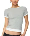 Edikted Julietta Layered Scoop Back T-shirt In Gray