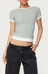 Edikted Julietta Layered Scoop Back T-shirt In Gray