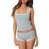 Edikted Kadence Lace Trim Tank Top In Gray-melange