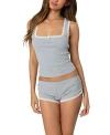 Edikted Kadence Lace Trim Tank Top In Gray Melange