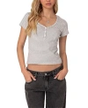 Edikted Kady Striped Henley Tee In Gray-melange