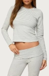 Edikted Kaeli Stripe Crop Cotton Blend Top In White
