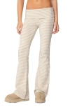 Edikted Kaeli Stripe Flare Pants In Beige