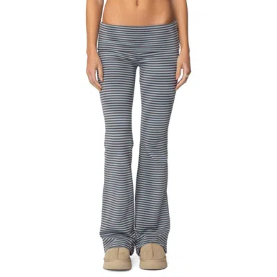 Edikted Kaeli Stripe Flare Pants In Navy