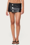 Edikted Kaine Button Faux Leather Mini Skort In Black
