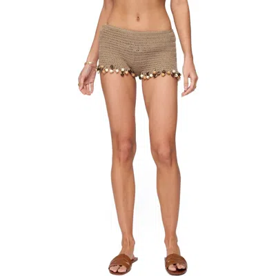 Edikted Kairi Beaded Open Knit Shorts