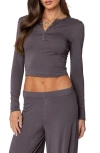Edikted Kait Henley Top In Gray