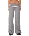 Edikted Kaliya Stripey Fold Over Knit Pants In Gray