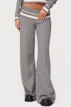 Edikted Kaliya Stripey Fold Over Knit Pants In Gray/melange, Women's At Urban Outfitters In Gray