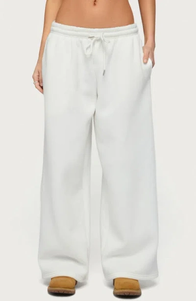 Edikted Kamari Low Rise Wide Leg Sweatpants In White