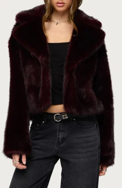 Edikted Kamilah Oversize Faux Fur Coat In Red