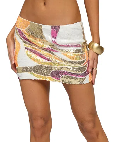 Edikted Kamryn Abstract Sequin Low Rise Miniskirt In White