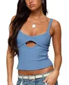 Edikted Karin Cut Out Ribbed Tank Top In Blue