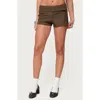 Edikted Karla Pleated Micro Shorts In Brown