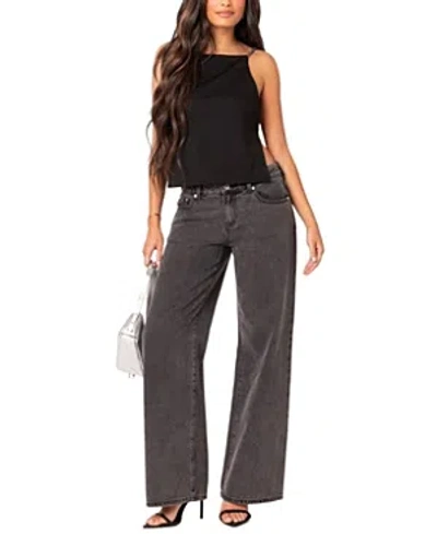 Edikted Karli Rhinestone Strap Open Back Top In Black