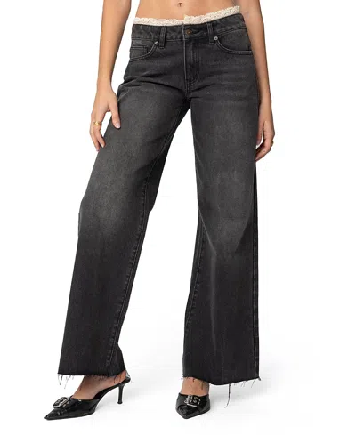 EDIKTED KARLIE LACE TRIM JEANS