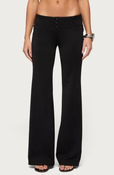 Edikted Katalia Sequin Waist Flare Pants In Black